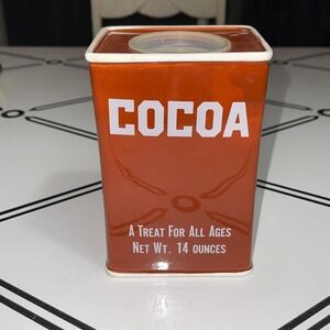 Cocoa Jar Ceramic‎ w/ Plastic Lid,  Shafford 1979, Brown w/ White Lettering, VTG